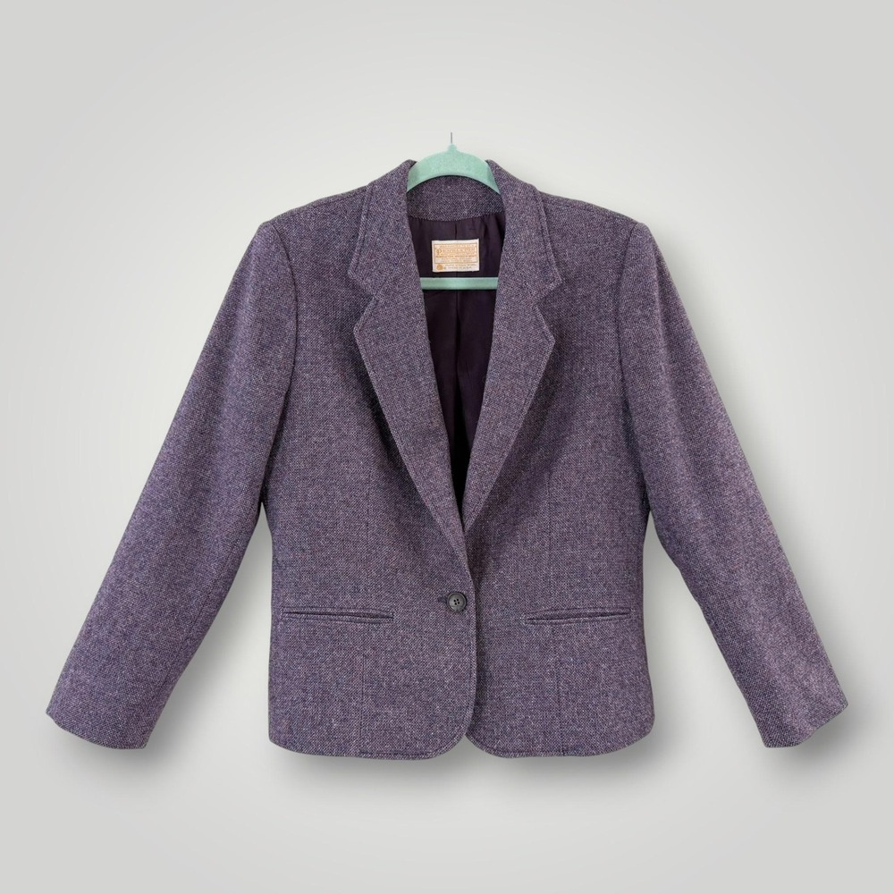 Vintage Pendleton Women's 12 Purple Wool Tweed Blazer USA Made